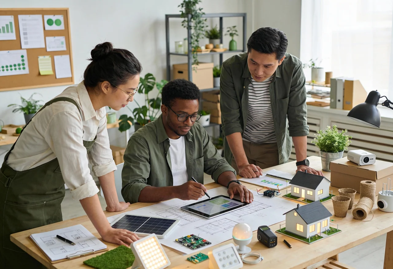 Team developing sustainable products for affiliate audiences