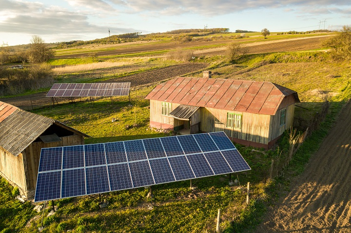Solar panels supporting a rural community project