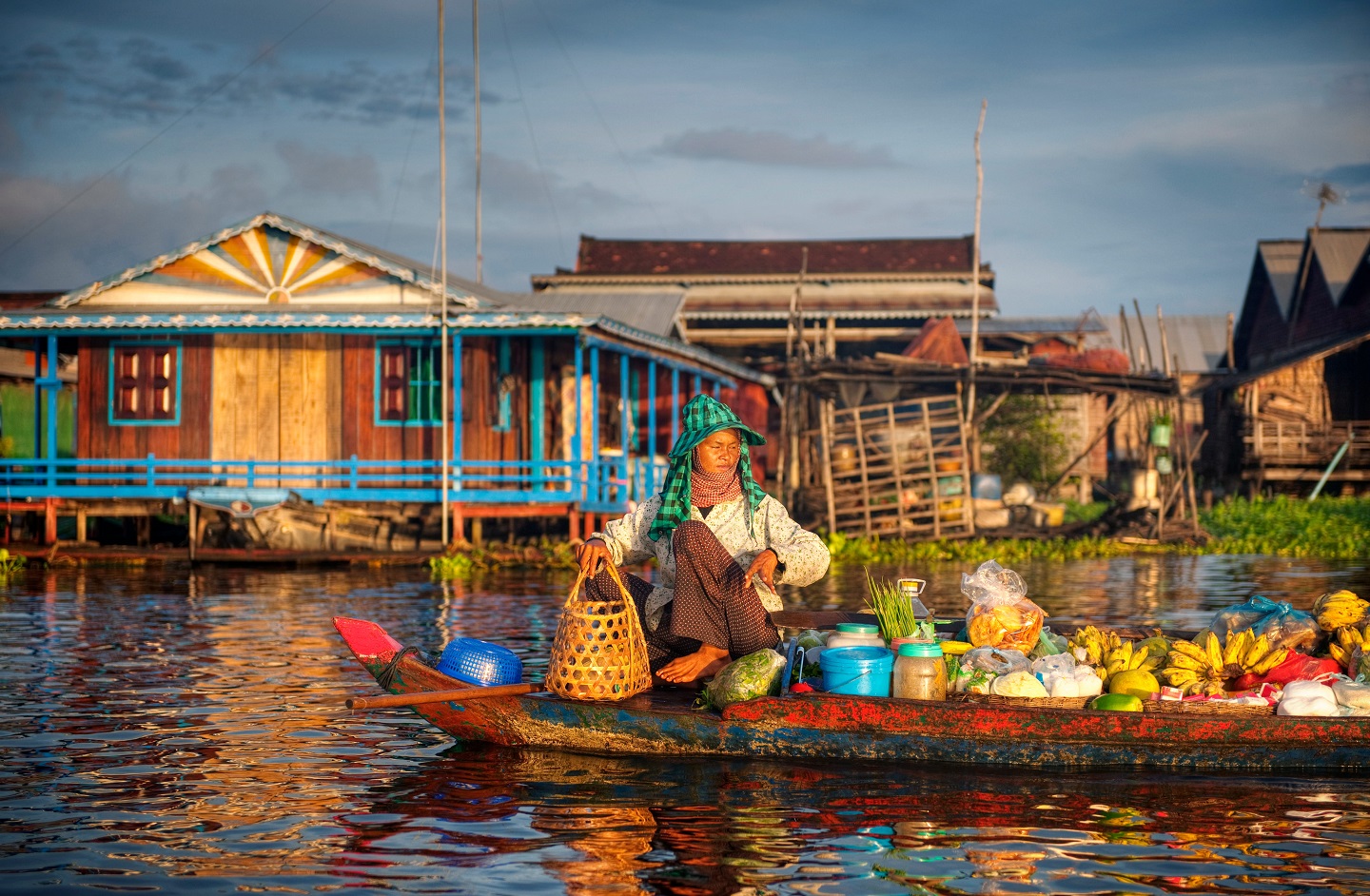 Floating village community on Cambodia's Tonle Sap Lake