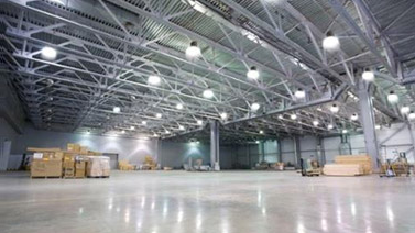 Industrial facility with a solar-panel canopy