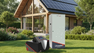 TellCo Europe energy-storage systems outside a solar-powered home