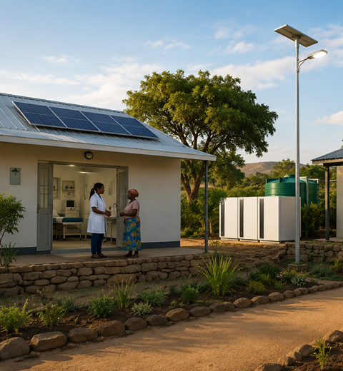 Solar-powered healthcare and education facilities