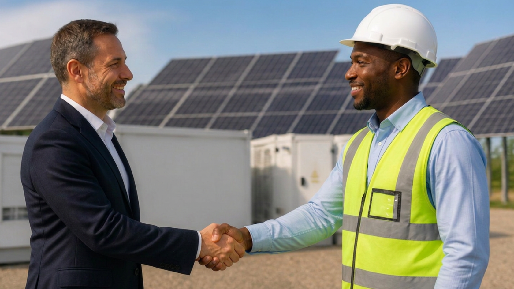 TellCo Europe representatives connecting at a solar-energy site