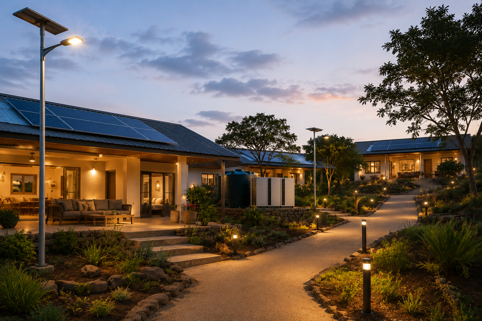 Solar-powered hospitality and residential development