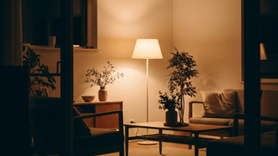 Energy-efficient indoor lighting in a modern living room