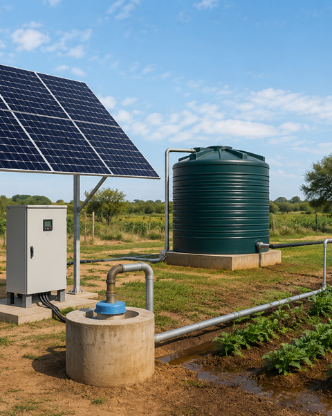 Solar-powered agricultural irrigation and water system